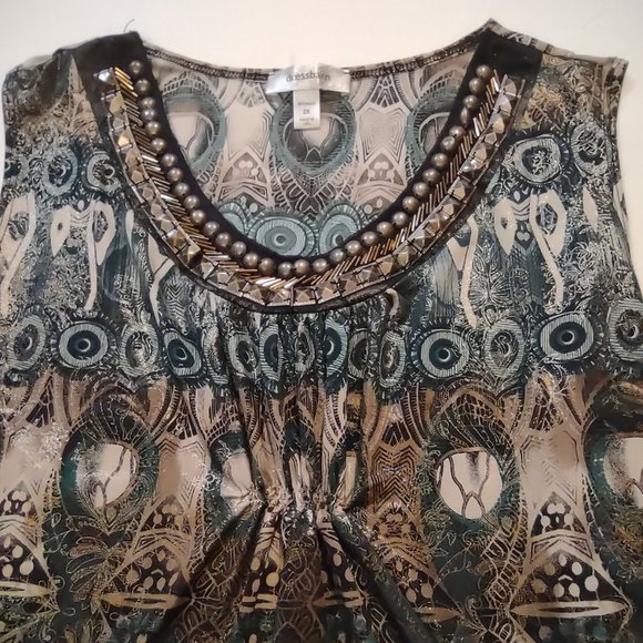 DRESS BARN jewel tone and gold filigree design with metal buttons - Picture 2 of 9